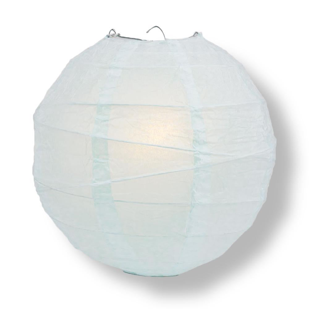 20 Inch Arctic Spa Blue Free-Style Ribbing Round Paper Lantern - Luna Bazaar | Boho & Vintage Style Decor