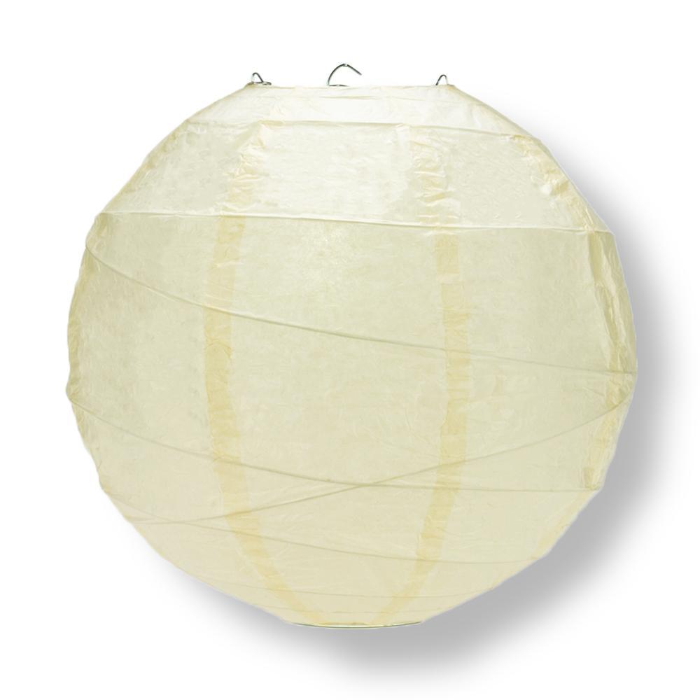 24 Inch Ivory Free-Style Ribbing Round Paper Lantern - Luna Bazaar | Boho & Vintage Style Decor