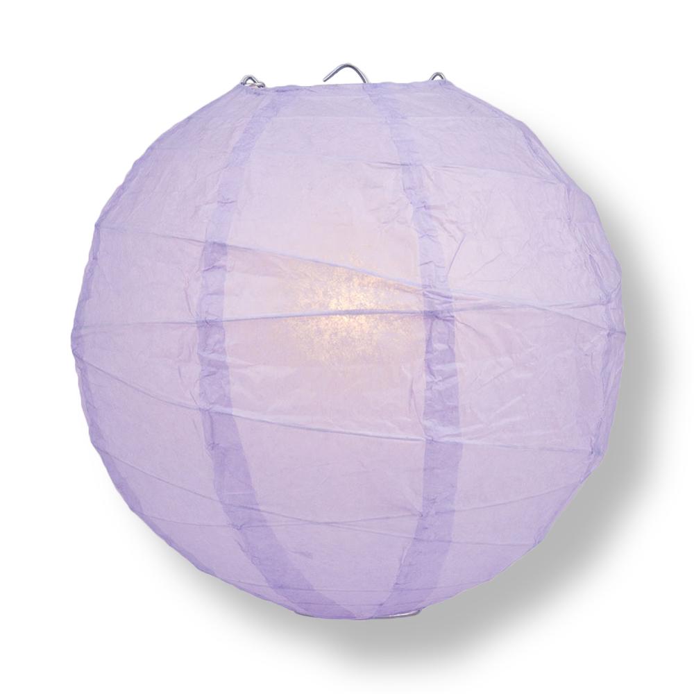 20 Inch Lavender Free-Style Ribbing Round Paper Lantern - Luna Bazaar | Boho &amp; Vintage Style Decor