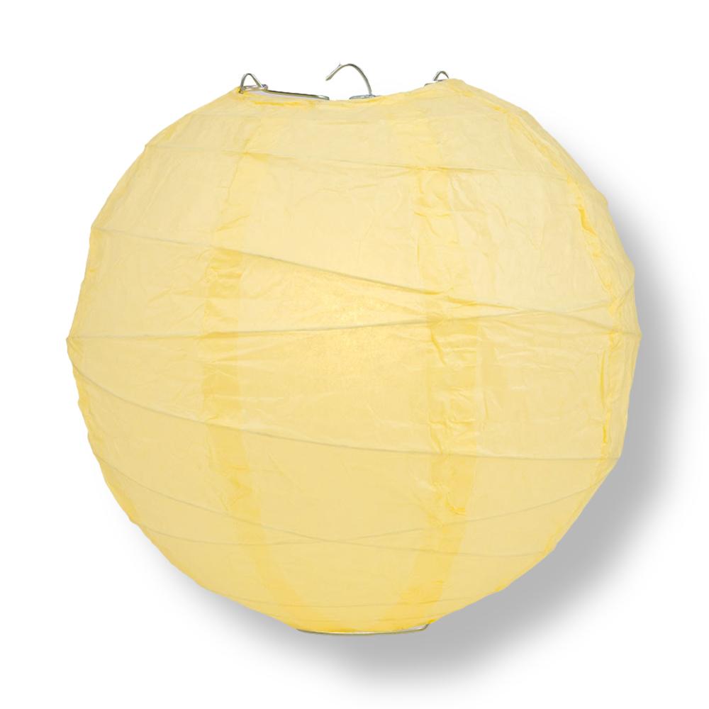 Lemon Yellow Chiffon Free-Style Ribbing Round Paper Lantern
