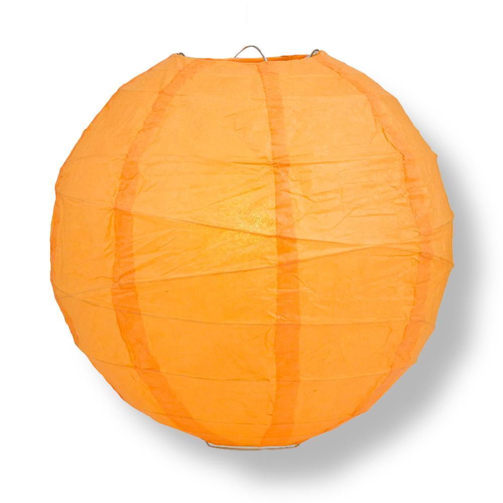 Orange Free-Style Ribbing Round Paper Lantern