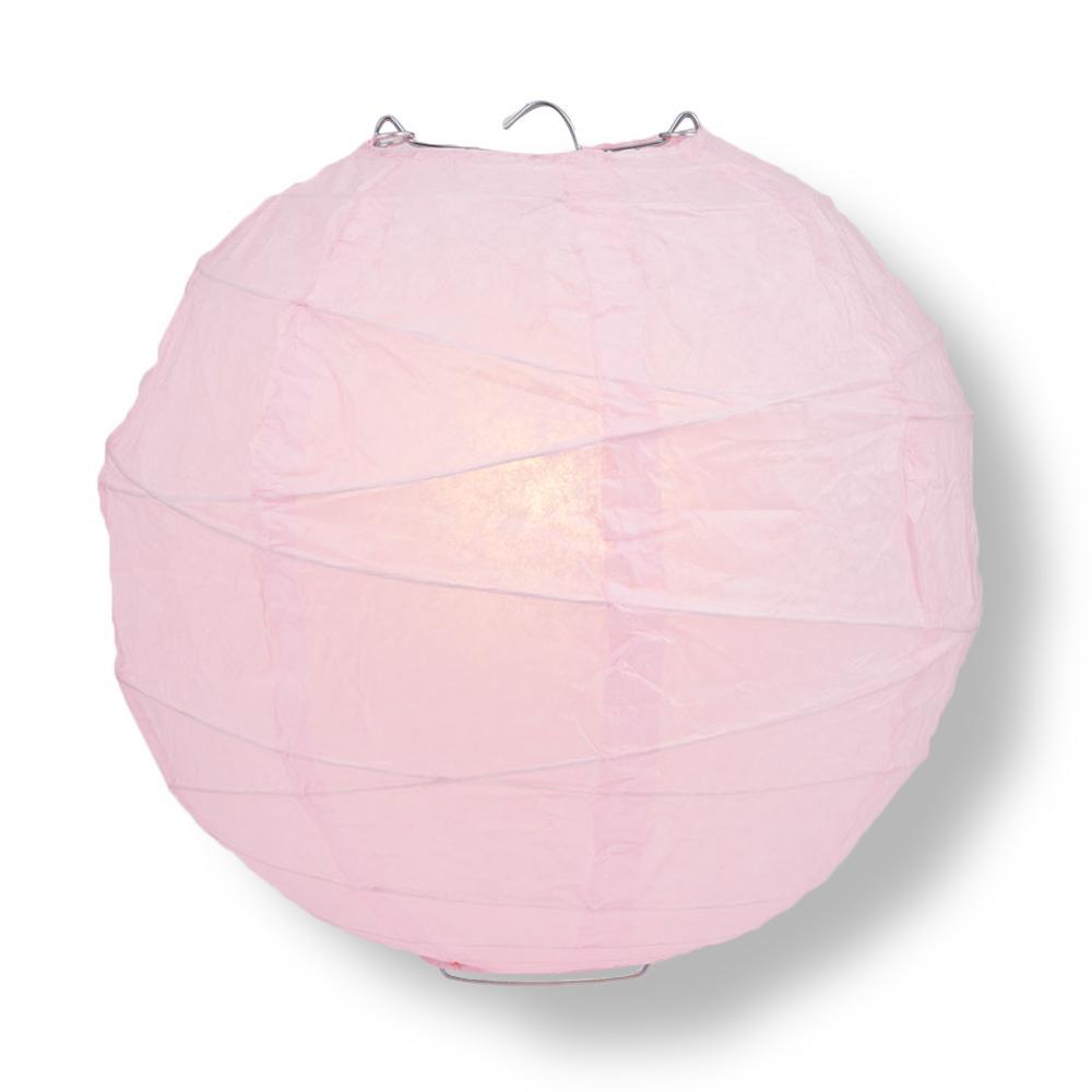 12 Inch Pink Free-Style Ribbing Round Paper Lantern - Luna Bazaar | Boho &amp; Vintage Style Decor