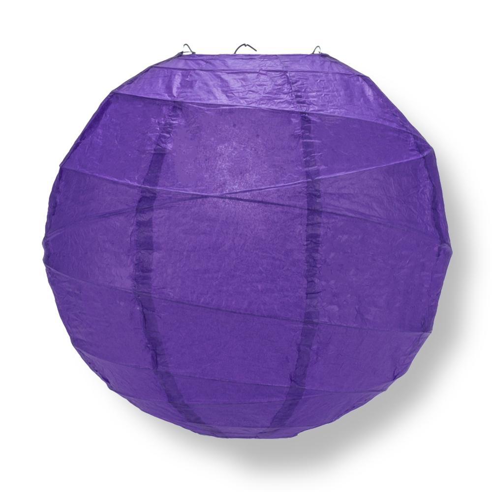 10 Inch Plum Purple Free-Style Ribbing Round Paper Lantern - Luna Bazaar | Boho & Vintage Style Decor