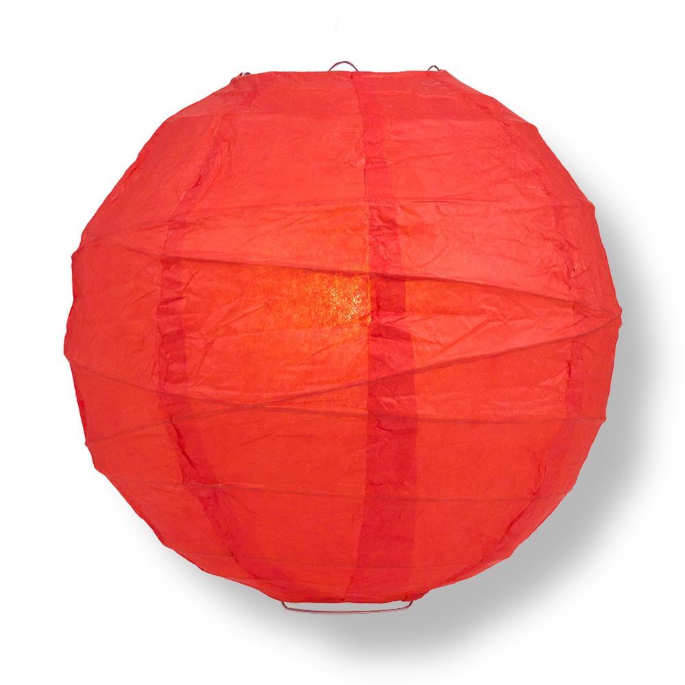 Red Free-Style Ribbing Round Paper Lantern