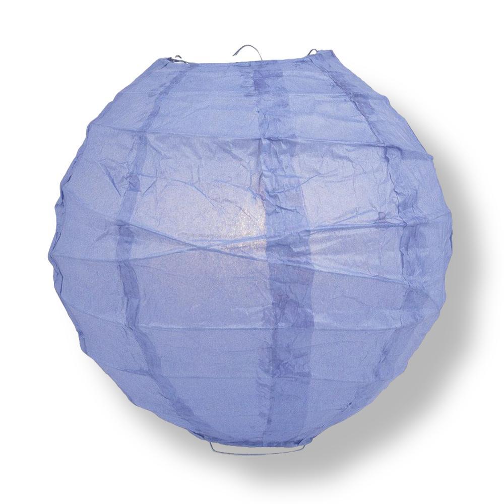 14 Inch Serenity Blue Free-Style Ribbing Round Paper Lantern - Luna Bazaar | Boho &amp; Vintage Style Decor