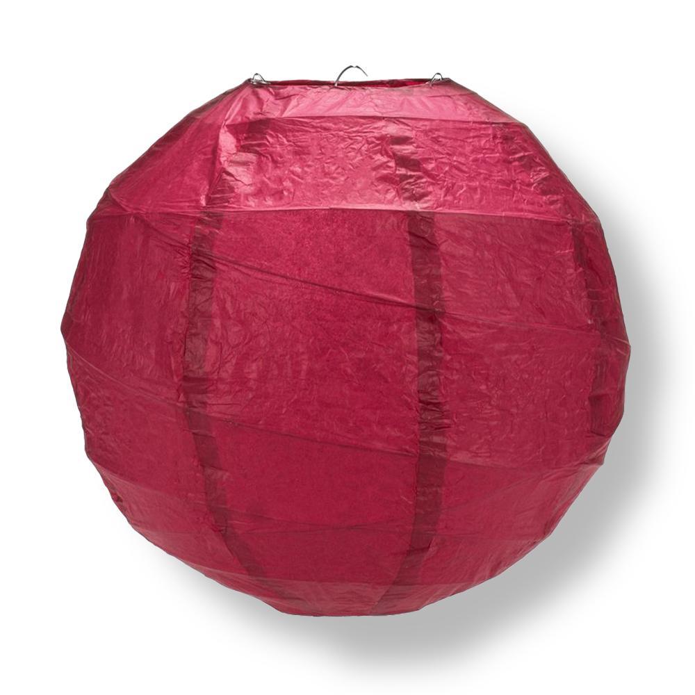 Velvet Red Free-Style Ribbing Round Paper Lantern