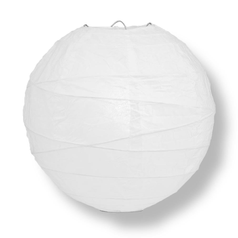 White Free-Style Ribbing Round Paper Lantern