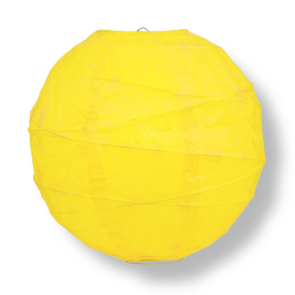20 Inch Yellow Free-Style Ribbing Round Paper Lantern - Luna Bazaar | Boho & Vintage Style Decor