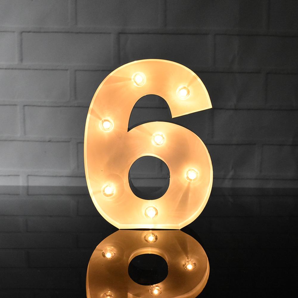 Marquee Light Number '6' LED Metal Sign (8 Inch, Battery Operated ...
