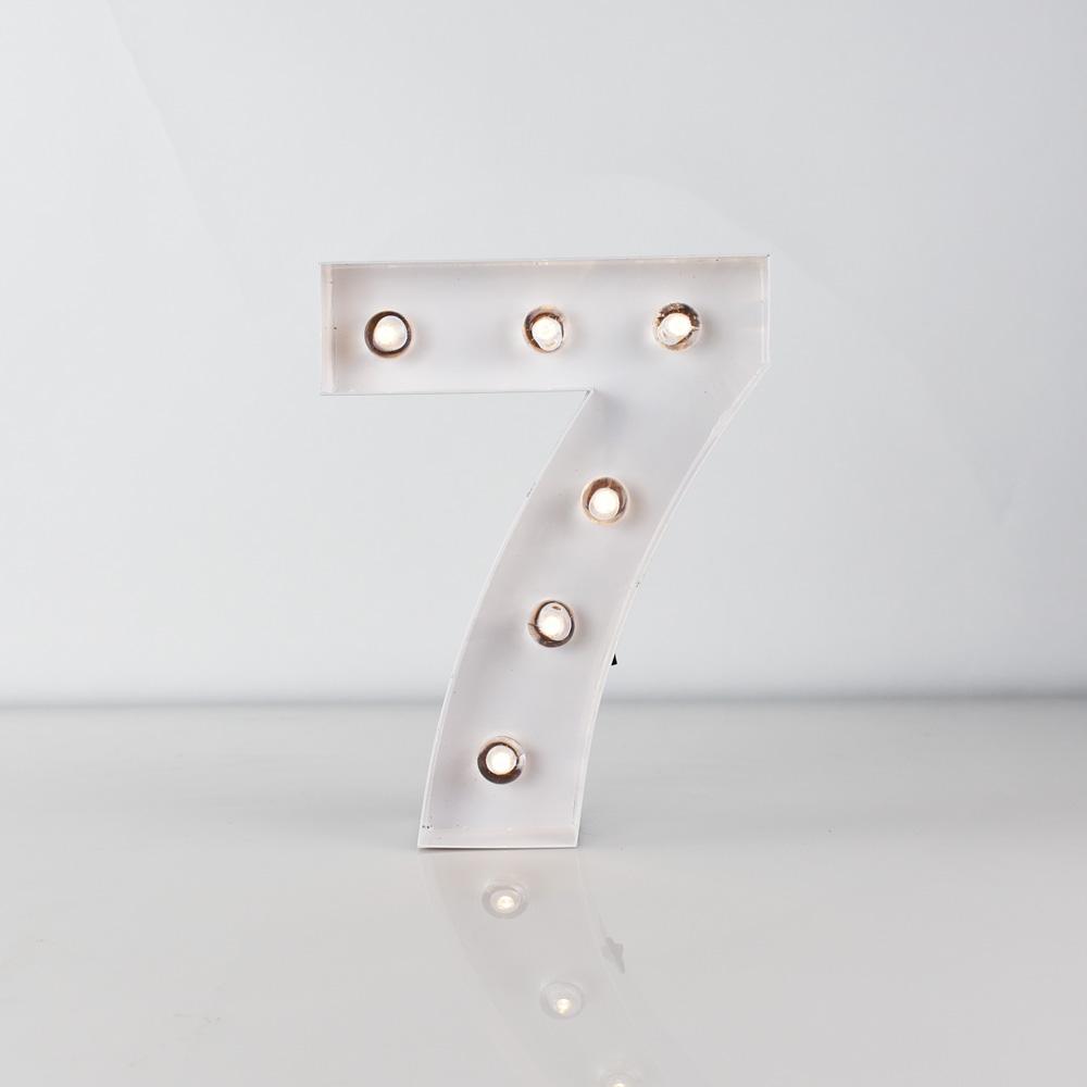 CLOSEOUT Marquee Light Number &#39;7&#39; LED Metal Sign (8 Inch, Battery Operated) - Luna Bazaar | Boho &amp; Vintage Style Decor