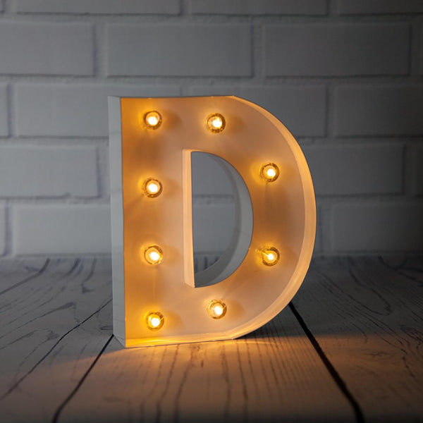 White Marquee Light Letter 'D' LED Metal Sign (8 Inch, Battery Operated ...