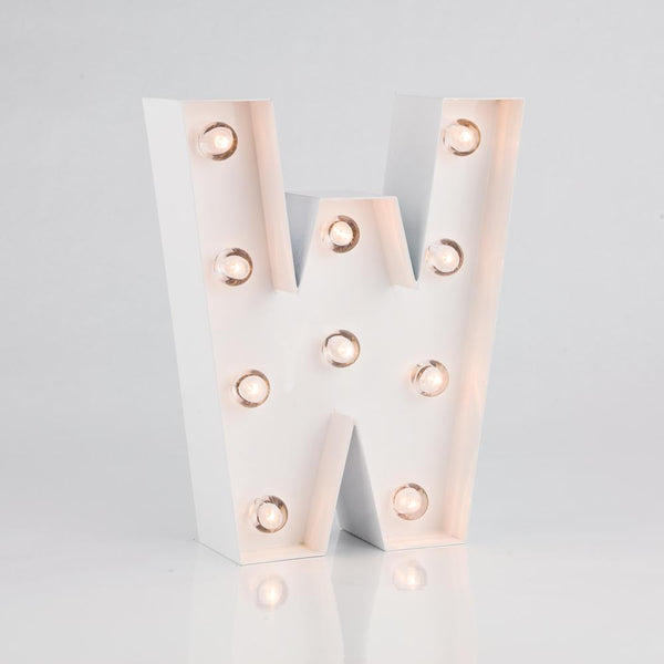 White Marquee Light Letter 'W' LED Metal Sign (8 Inch, Battery Operated ...
