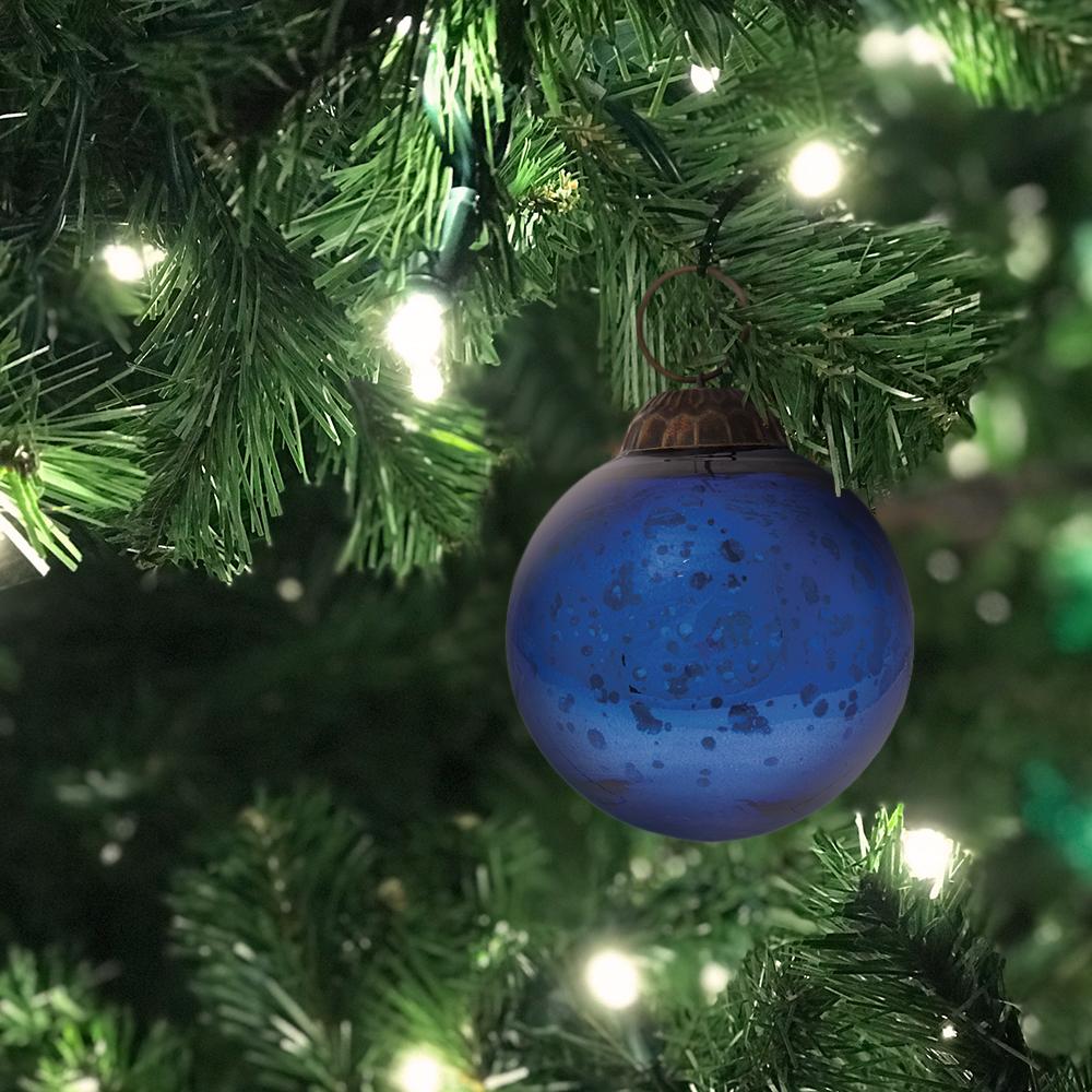 2-Inch Royal Blue Ava Mercury Glass Ball Ornament Christmas Holiday Decoration - LunaBazaar.com - Discover. Decorate. Celebrate.