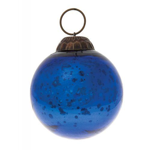 2.5-Inch Royal Blue Ava Mercury Glass Ball Ornament Christmas Holiday Decoration