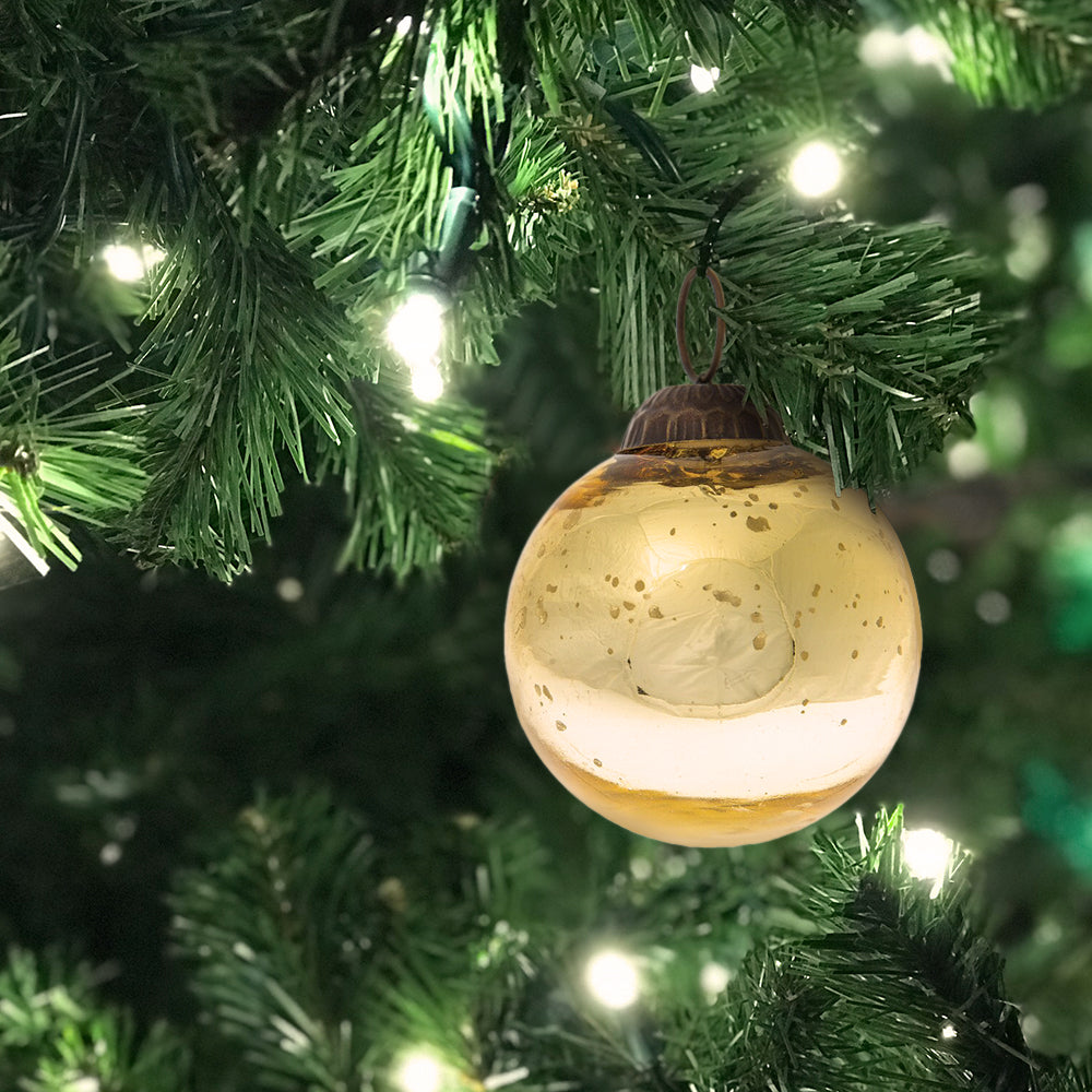 2" Gold Ava Mercury Glass Ball Ornament Christmas Holiday Decoration - Luna Bazaar - Discover. Decorate. Celebrate.