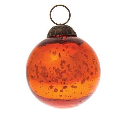 2.5-Inch Orange Ava Mercury Glass Ball Ornament Christmas Holiday Decoration
