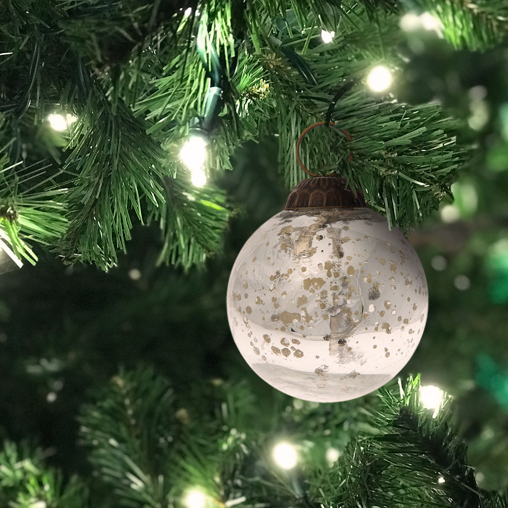 2&quot; Silver Ava Mercury Glass Ball Ornament Christmas Holiday Decoration - LunaBazaar.com - Discover. Decorate. Celebrate.