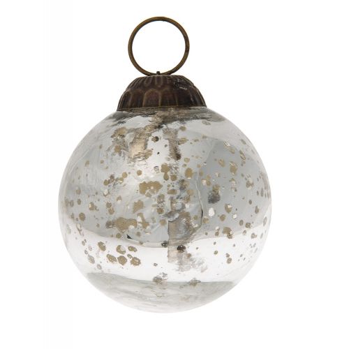 3-PACK | 2.5&quot; Silver Ava Mercury Glass Ball Ornament Christmas Holiday Decoration