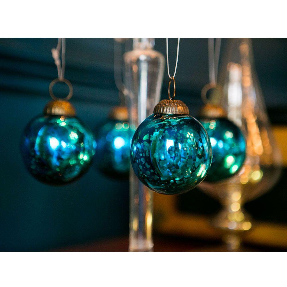 2-Inch Turquoise Ava Mercury Glass Ball Ornament Christmas Holiday Decoration - LunaBazaar.com - Discover. Decorate. Celebrate.