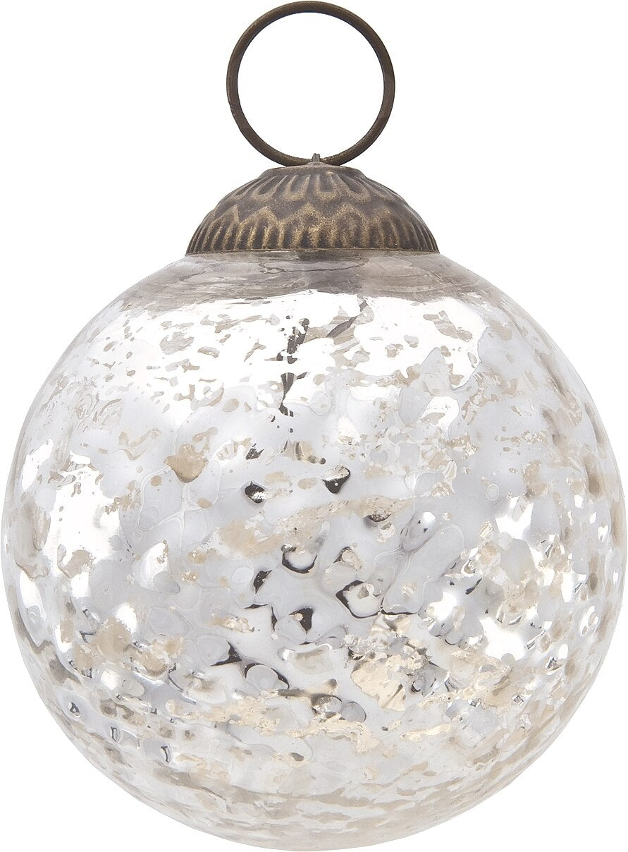 3-PACK | 3&quot; Silver Joy Mercury Disco Ball Glass Ornament Christmas Tree Decoration