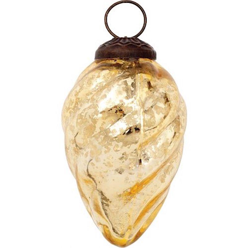 4-Inch Gold Lois Mercury Glass Swirled Pine Cone Ornament Christmas Decoration