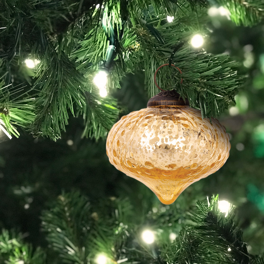 2.25&quot; Gold Tania Mercury Glass Dotted Drop Ornament Christmas Decoration - LunaBazaar.com - Discover. Decorate. Celebrate.