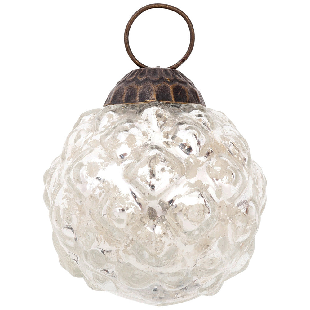 3-PACK | 2.25&quot; Silver Bonnie Mercury Glass Hobnail Ball Ornament Christmas Decoration