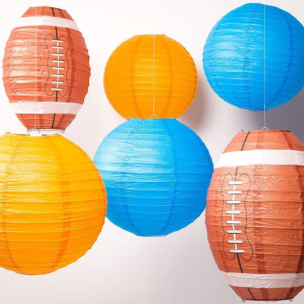 Miami Pro Football Paper Lanterns 6pc Combo Tailgating Party Pack (Orange/Turquoise)  - by Luna Bazaar - Discover. Decorate. Celebrate.