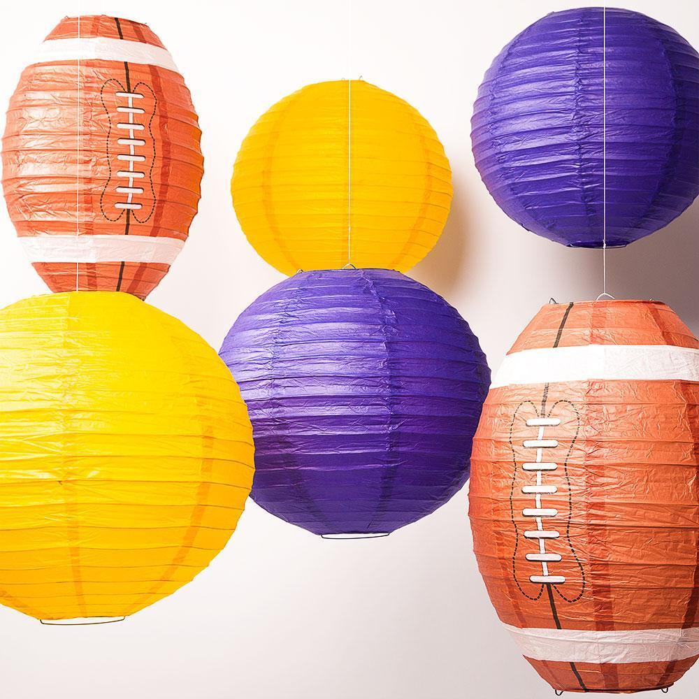 Minnesota Pro Football Paper Lanterns 6pc Combo Tailgating Party Pack (Purple/Yellow)  - by Luna Bazaar - Discover. Decorate. Celebrate.