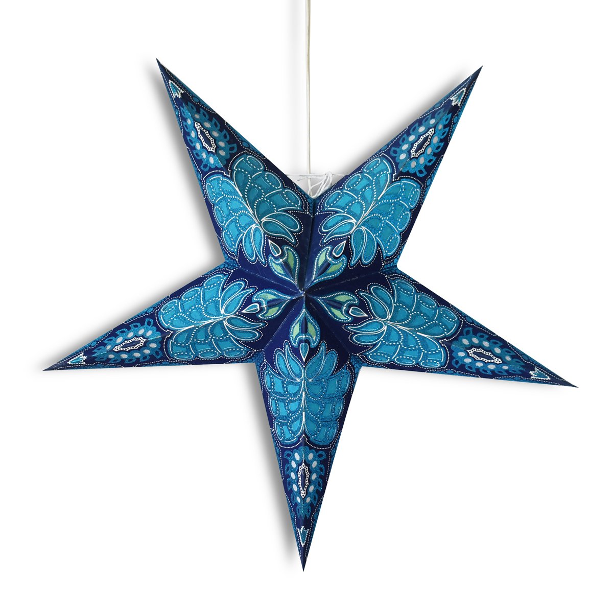 24 Inch Blue Monarch Glitter Paper Star Lantern, Hanging Wedding &amp; Party Decoration