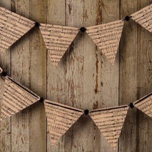 CLOSEOUT Music Paper Large Triangle Pennant Banner (9.5 Feet Long) - Luna Bazaar | Boho &amp; Vintage Style Decor