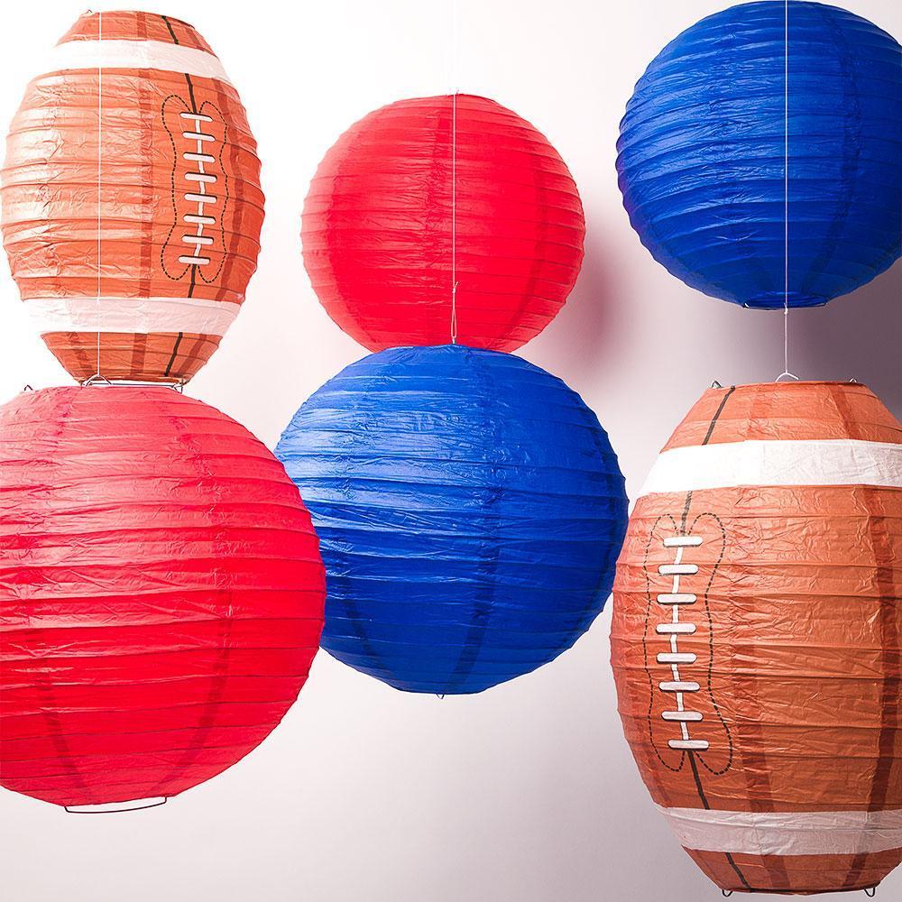 New York G Pro Football Paper Lanterns 6pc Combo Tailgating Party Pack (Blue/Red) - by Luna Bazaar - Discover. Decorate. Celebrate.