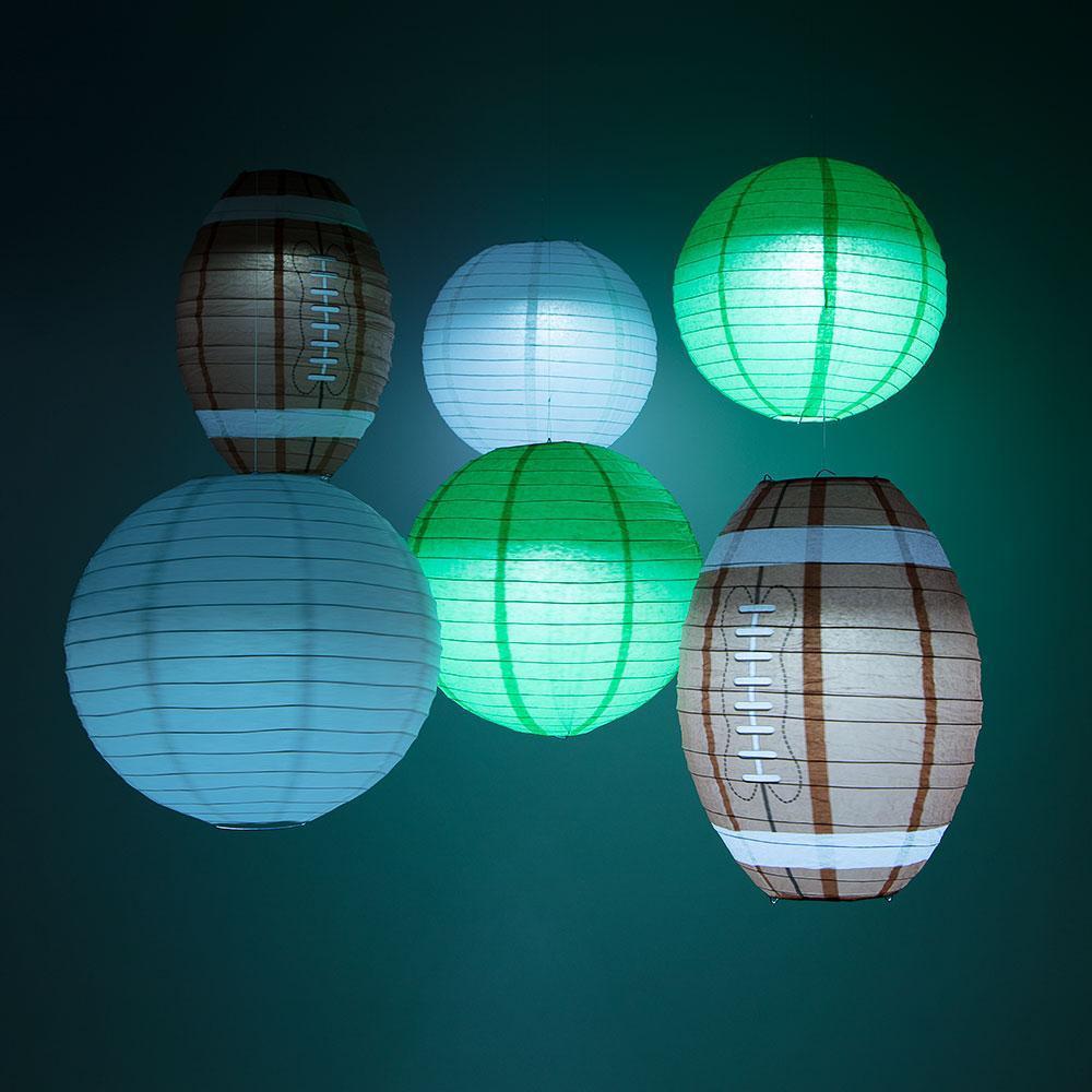 New York J Pro Football Paper Lanterns 6pc Combo Tailgating Party Pack (Green/White)  - by Luna Bazaar - Discover. Decorate. Celebrate.