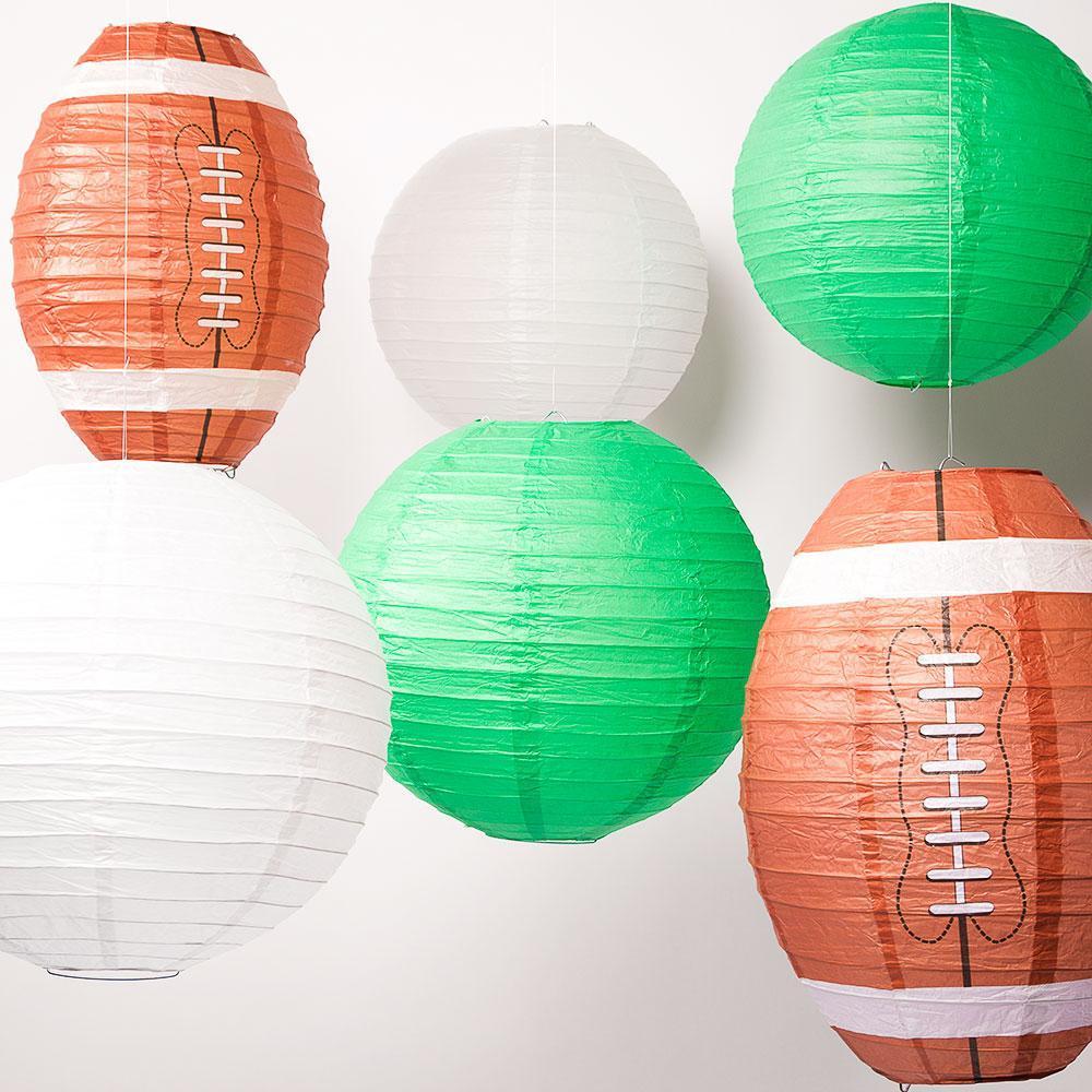 New York J Pro Football Paper Lanterns 6pc Combo Tailgating Party Pack (Green/White)  - by Luna Bazaar - Discover. Decorate. Celebrate.