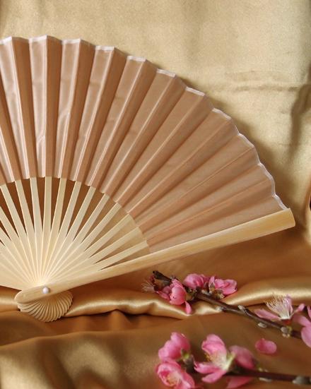 9&quot; Nude Silk Hand Fans for Weddings (10 Pack) - Luna Bazaar | Boho &amp; Vintage Style Decor