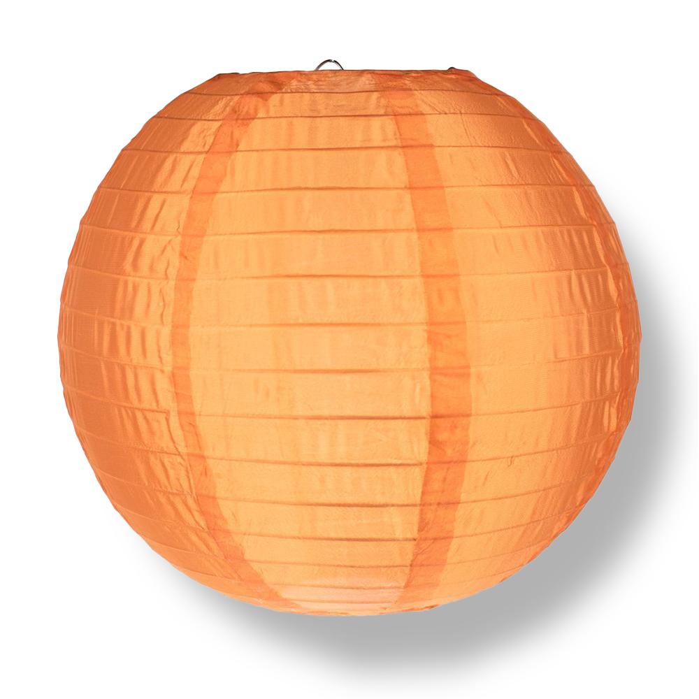 4 Inch Orange Round Shimmering Nylon Lantern, Even Ribbing, Hanging Decoration (10 PACK) - LunaBazaar.com - Discover. Celebrate. Decorate.