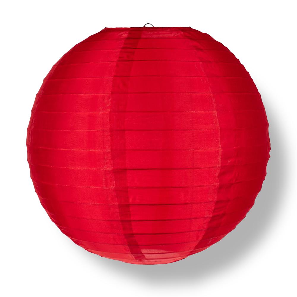 30&quot; Red Jumbo Shimmering Nylon Lantern, Even Ribbing, Durable, Dry Outdoor Hanging Decoration - Luna Bazaar | Boho &amp; Vintage Style Decor