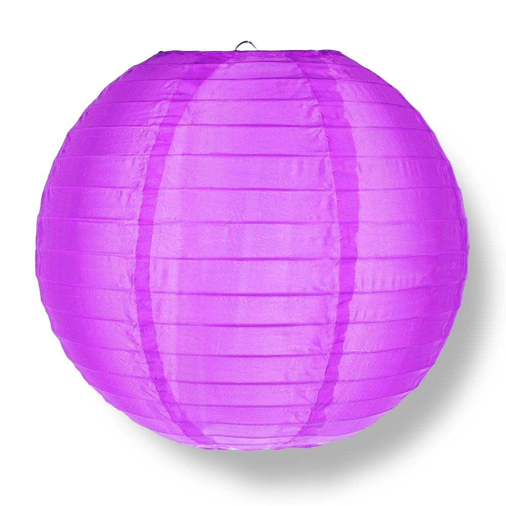 4 Inch Violet Round Shimmering Nylon Lantern, Even Ribbing, Hanging Decoration (10-Pack) - LunaBazaar.com - Discover. Celebrate. Decorate.