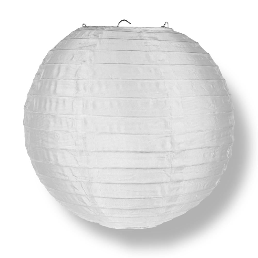 4 Inch White Round Shimmering Nylon Lanterns, Even Ribbing, Hanging (10-PACK) Decoration - LunaBazaar.com - Discover. Celebrate. Decorate.