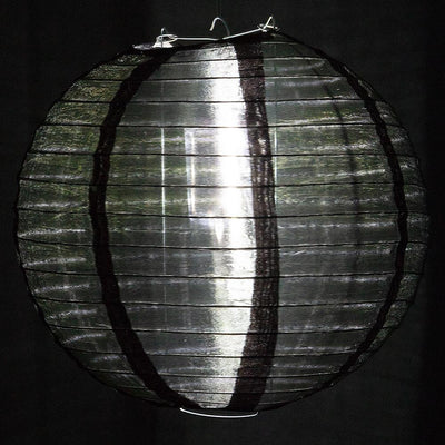 24 Inch Black Shimmering Nylon Lantern, Even Ribbing, Durable, Hanging - LunaBazaar.com - Discover. Celebrate. Decorate.
