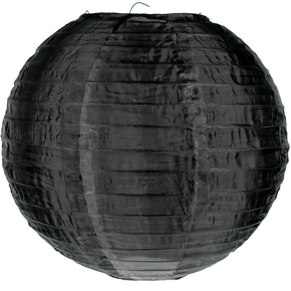 4 Inch Black Round Shimmering Nylon Lantern, Even Ribbing, Hanging Decoration (10 PACK) - LunaBazaar.com - Discover. Celebrate. Decorate.
