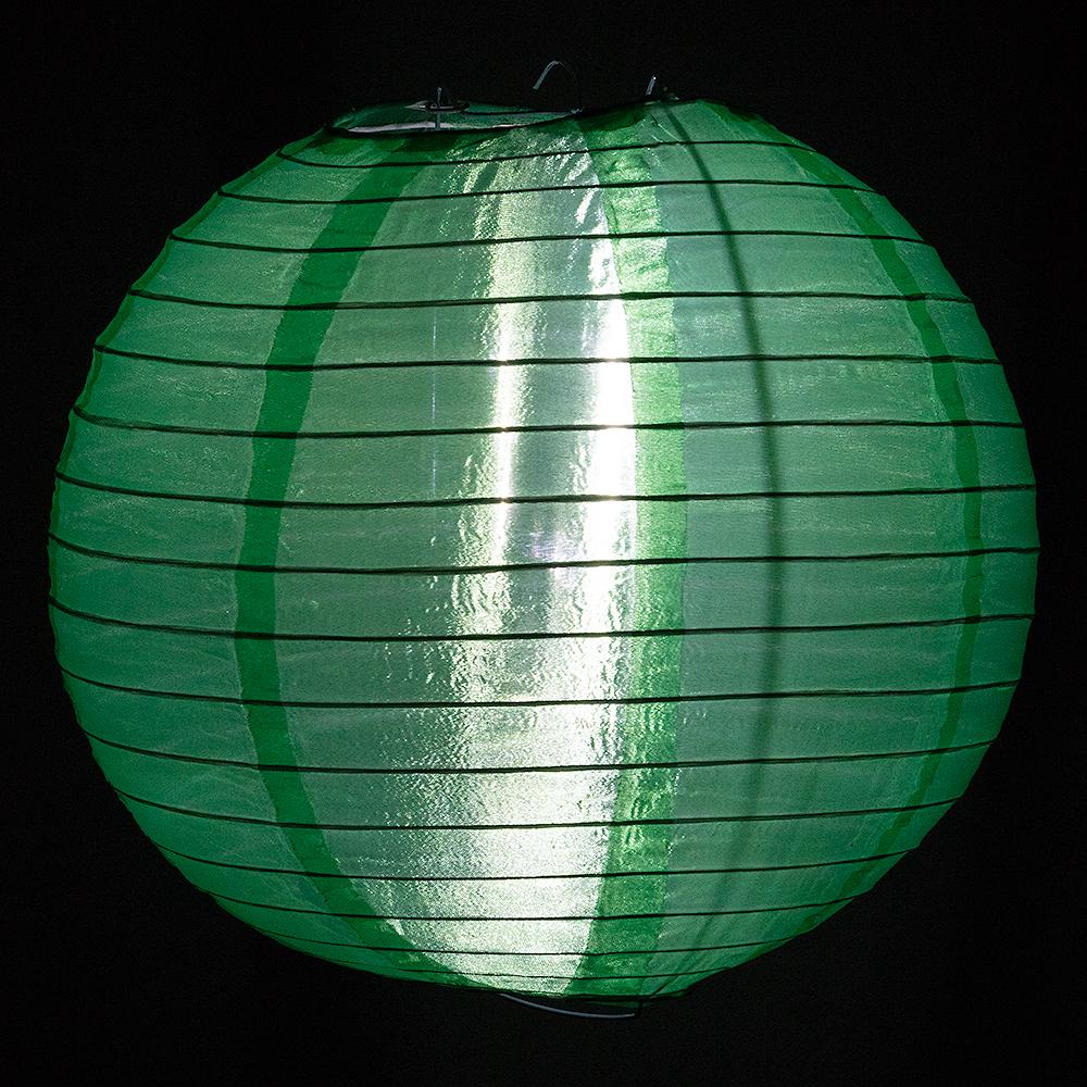 4 Inch Emerald Green Round Shimmering Nylon Lantern, Even Ribbing, Hanging Decoration (10 PACK) - LunaBazaar.com - Discover. Celebrate. Decorate.
