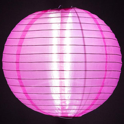 36 Inch Hot Pink Jumbo Shimmering Nylon Lantern, Parallel Ribbing, Durable, Outdoor Hanging Decoration - Luna Bazaar | Boho &amp; Vintage Style Decor