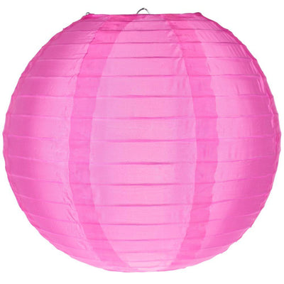 36 Inch Hot Pink Jumbo Shimmering Nylon Lantern, Parallel Ribbing, Durable, Outdoor Hanging Decoration - Luna Bazaar | Boho &amp; Vintage Style Decor