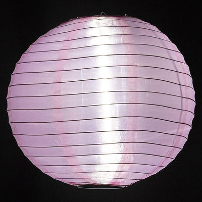 30 Inch Pink Jumbo Shimmering Nylon Lantern, Parallel Ribbing, Durable, Outdoor Hanging Decoration - Luna Bazaar | Boho &amp; Vintage Style Decor