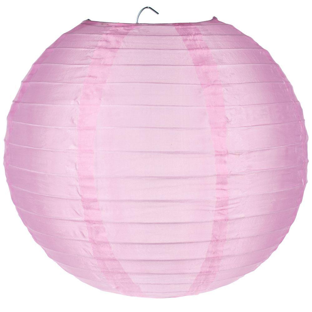 4 Inch Pink Round Shimmering Nylon Lantern, Even Ribbing, Hanging Decoration (10 PACK) - LunaBazaar.com - Discover. Celebrate. Decorate.