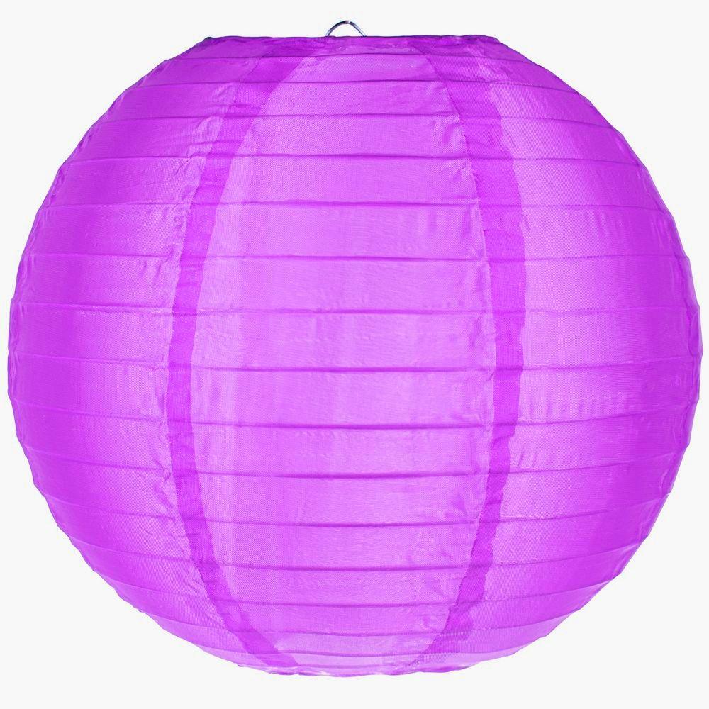 4 Inch Violet Round Shimmering Nylon Lantern, Even Ribbing, Hanging Decoration (10-Pack) - LunaBazaar.com - Discover. Celebrate. Decorate.