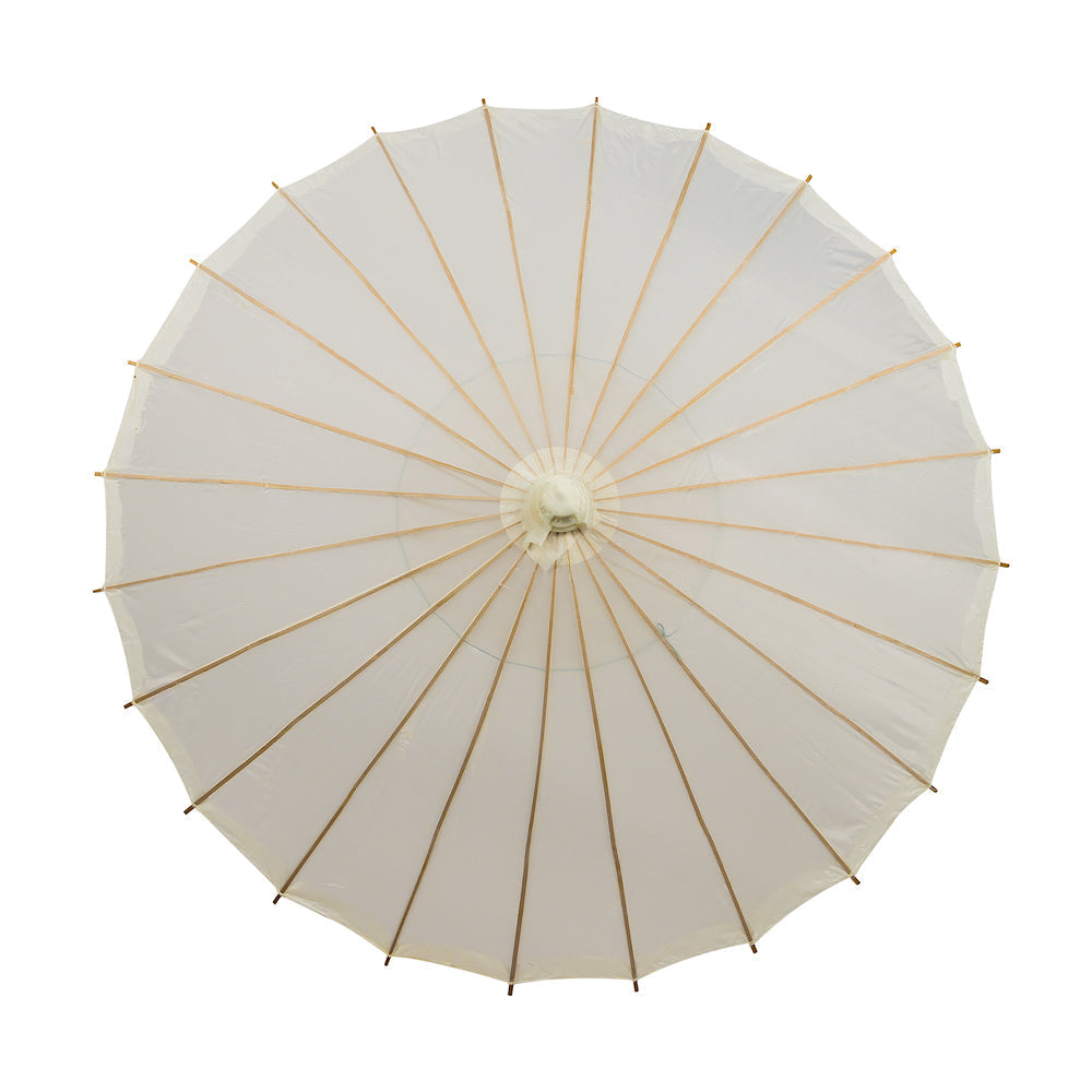 38 Inch Beige / Ivory Nylon Parasol Umbrella with Elegant Handle - Luna Bazaar | Boho &amp; Vintage Style Decor