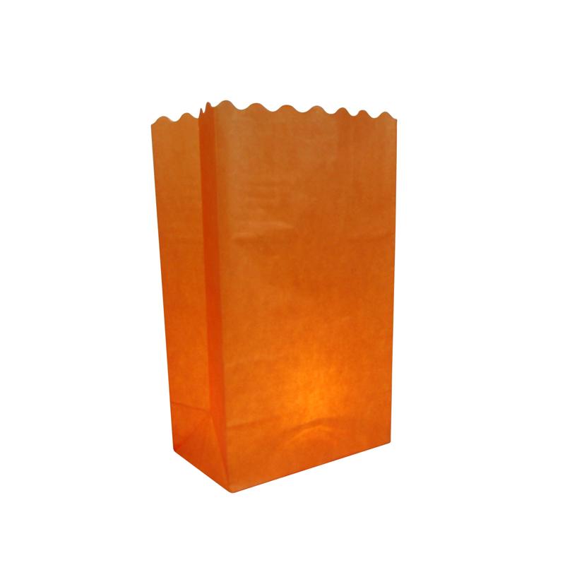 Orange Solid Color Paper Luminaries / Luminary Lantern Bags Path Lighting (10 PACK) - Luna Bazaar | Boho &amp; Vintage Style Decor