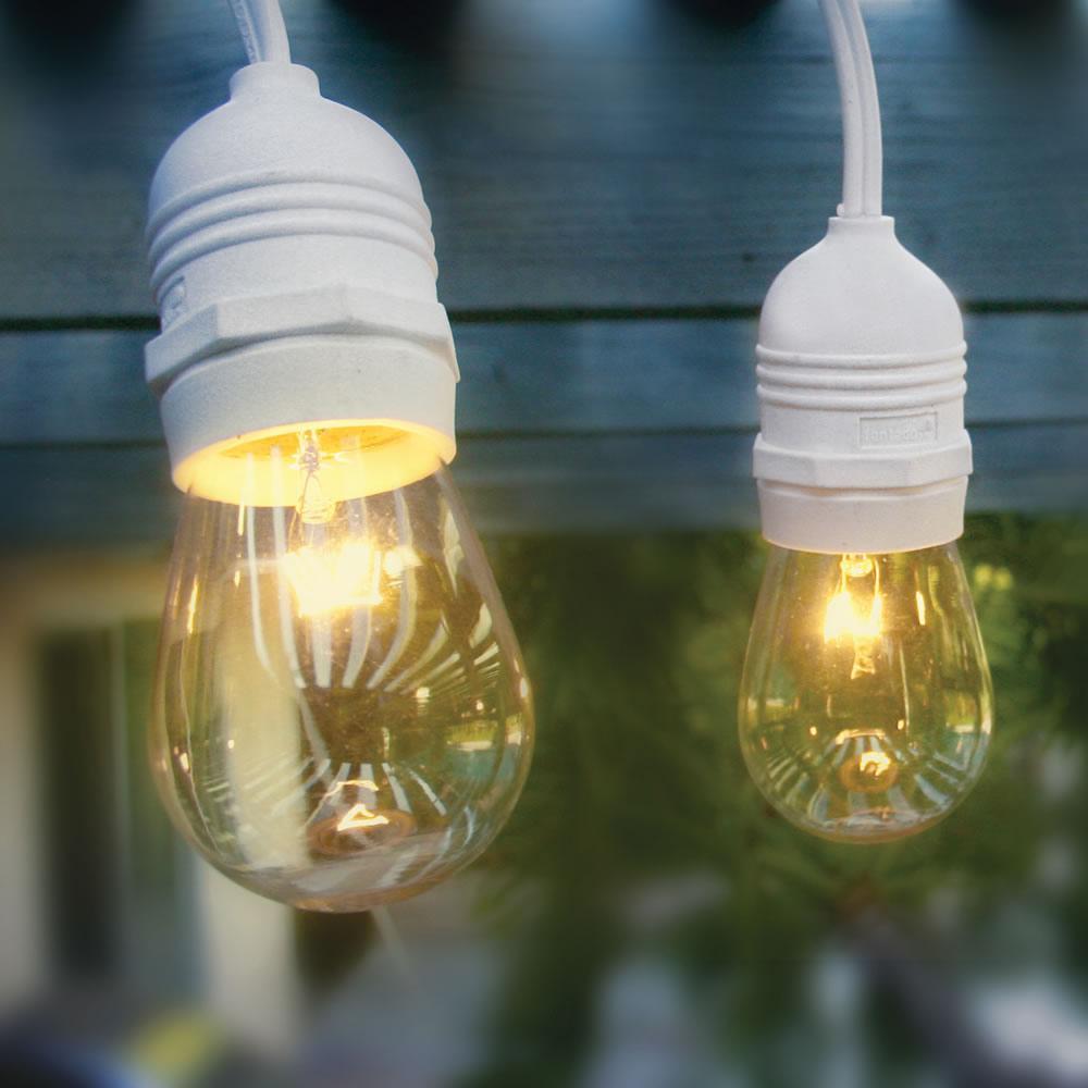 (Cord Only) 10 Suspended Socket SJTW Outdoor Commercial DIY String Light 21 FT White Cord w/ E26 Medium Base, Weatherproof (Estimated Arrival: 6/30/21)